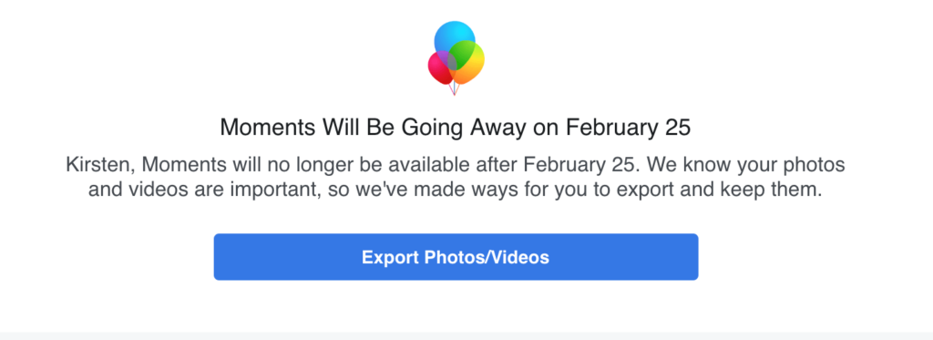 Facebook Announces the Retirement of The Moments Photo